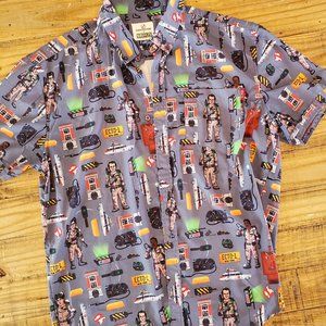 RSVLTS men's Ghostbusters short sleeve collared shirt size XL - "Ain't Afraid"